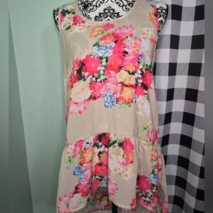 Sheer floral high low top